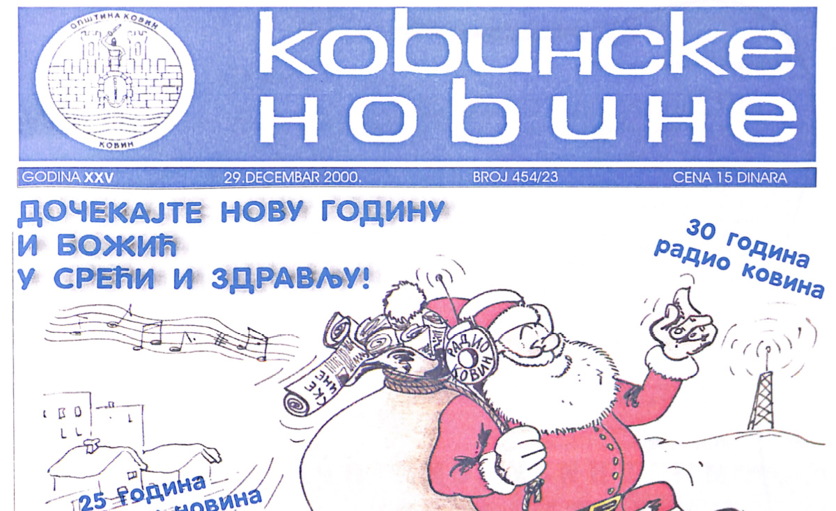 Ковинске новине број 454 - 23 од 29.12.2000.